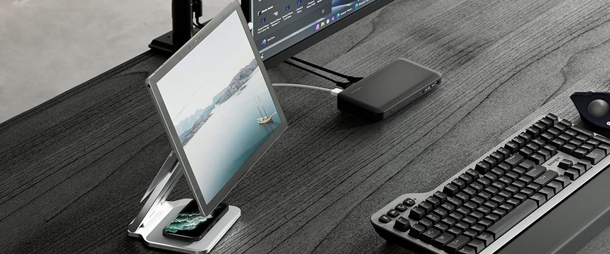 Kensington Elevated Stand for Surface – Ergonomic Workspace with Surface and Docking Station.