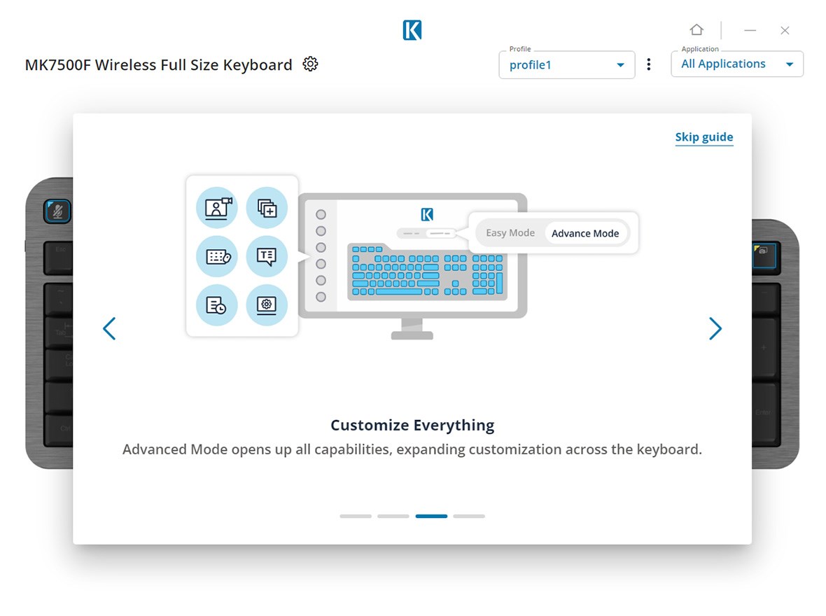 Screen Shot from the Kensington Konnect customize settings.