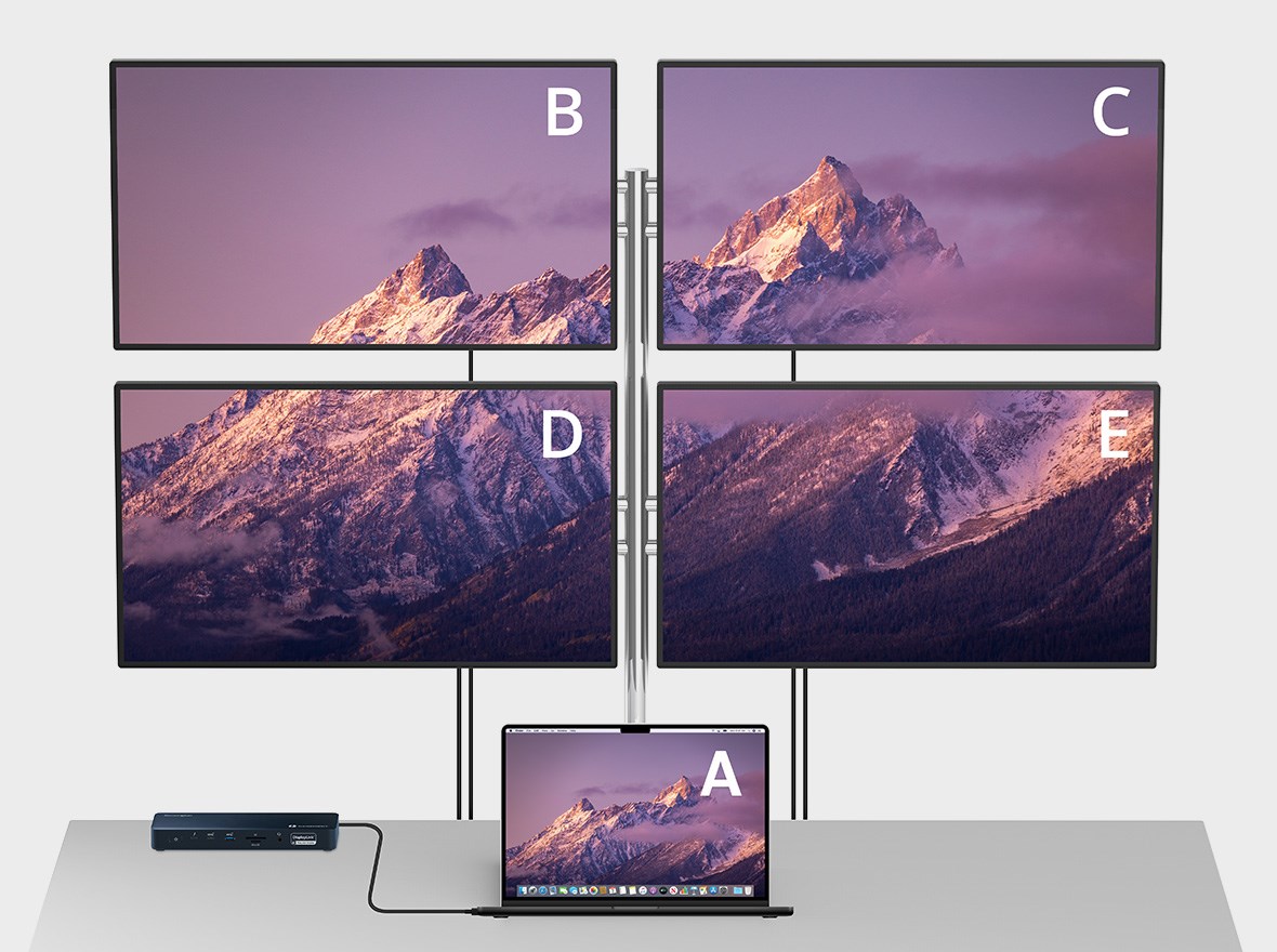 4 displays connected to a SD5900T dock.