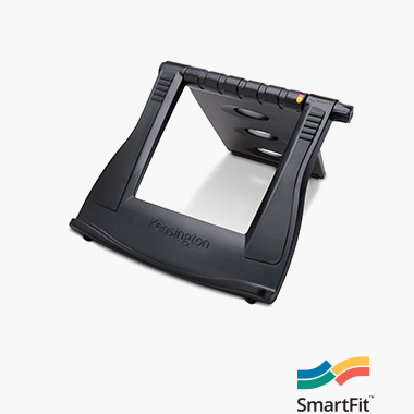 Ergonomic laptop stands with a close up of the Kensington SmartFit® Easy Riser™ Laptop Cooling Stand.